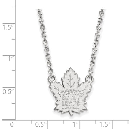 Sterlingsilber Rhodiniert Nhl Logoart Toronto Maple Leafs Groß Anhänger 18 Zoll Halskette