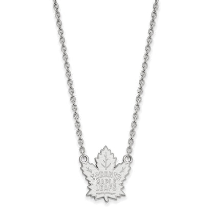 Sterlingsilber Rhodiniert Nhl Logoart Toronto Maple Leafs Groß Anhänger 18 Zoll Halskette
