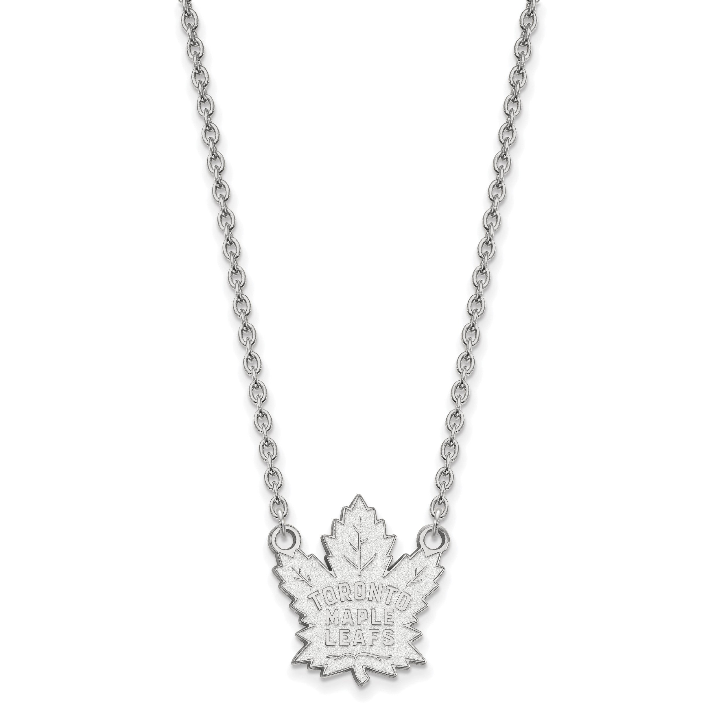 10K Weißgold Nhl Logoart Toronto Maple Leafs Groß Anhänger 18 Zoll Halskette