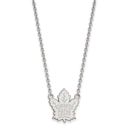 10K Weißgold Nhl Logoart Toronto Maple Leafs Groß Anhänger 18 Zoll Halskette
