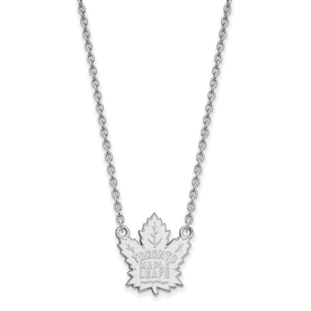 10K Weißgold Nhl Logoart Toronto Maple Leafs Groß Anhänger 18 Zoll Halskette