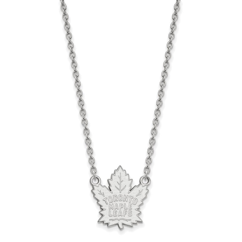 10K Weißgold Nhl Logoart Toronto Maple Leafs Groß Anhänger 18 Zoll Halskette
