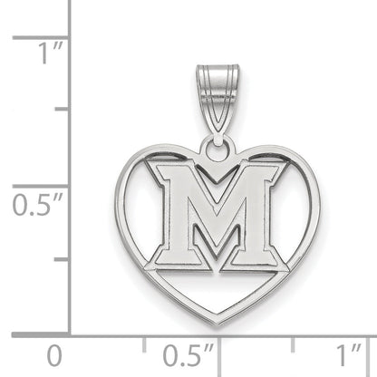 Sterlingsilber Rhodiniert Logoart Miami University Ohio Buchstabe M Herz Anhänger