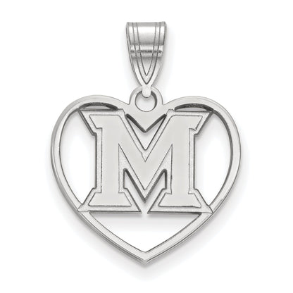 Sterlingsilber Rhodiniert Logoart Miami University Ohio Buchstabe M Herz Anhänger