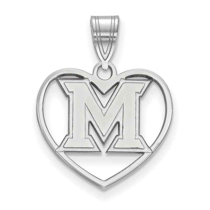 Sterlingsilber Rhodiniert Logoart Miami University Ohio Buchstabe M Herz Anhänger