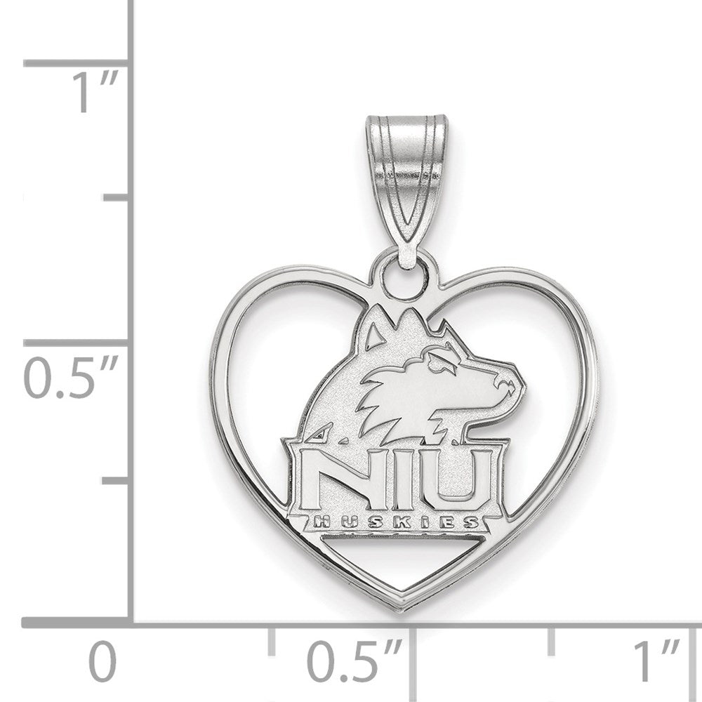 Sterlingsilber Rhodiniert Logoart Northern Illinois University N I U Huskies Herz Anhänger