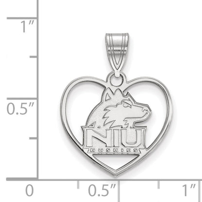 Sterlingsilber Rhodiniert Logoart Northern Illinois University N I U Huskies Herz Anhänger