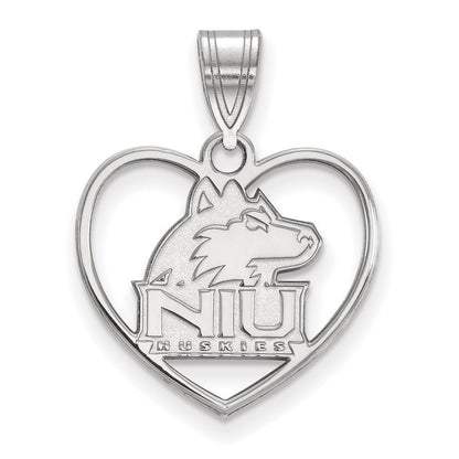 Sterlingsilber Rhodiniert Logoart Northern Illinois University N I U Huskies Herz Anhänger