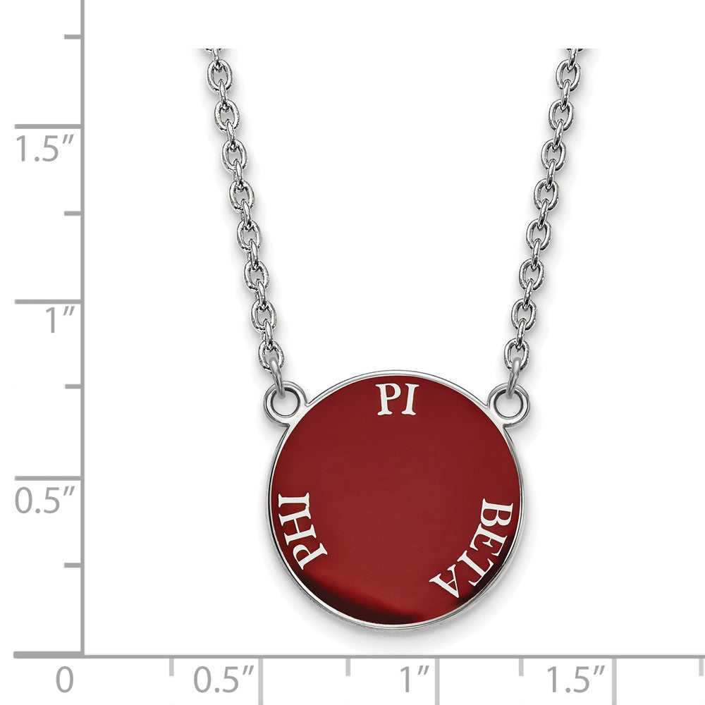 Sterlingsilber Rhodiniert Logoart Pi Beta Phi Sorority Text Groß Farbe Emaille Anhänger 18 Zoll Halskette