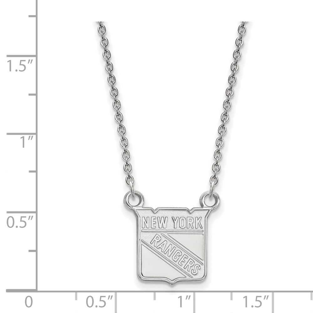14K Weißgold Nhl Logoart New York Rangers Klein Anhänger 18 Zoll Halskette