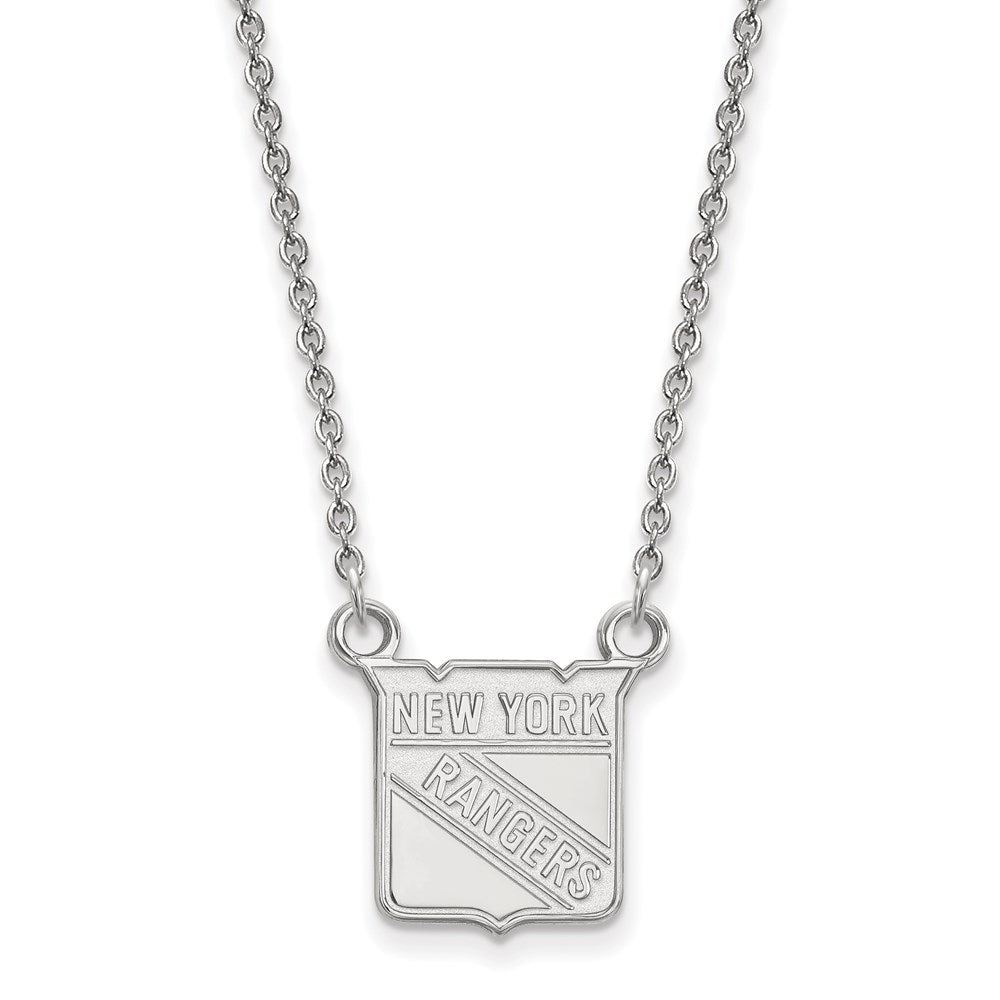 14K Weißgold Nhl Logoart New York Rangers Klein Anhänger 18 Zoll Halskette