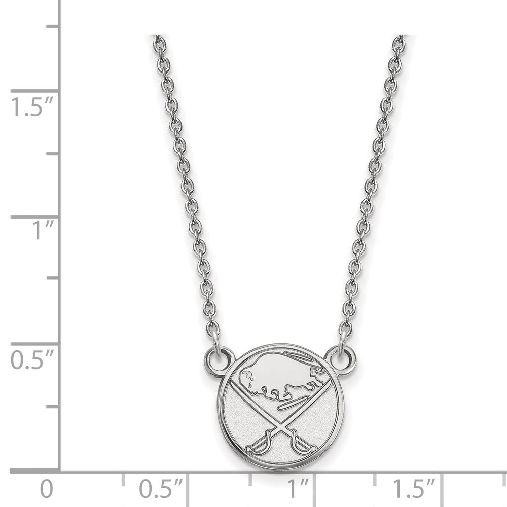 10K Weißgold Nhl Logoart Buffalo Sabres Klein Anhänger 18 Zoll Halskette