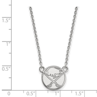 10K Weißgold Nhl Logoart Buffalo Sabres Klein Anhänger 18 Zoll Halskette