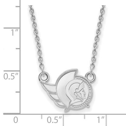 Sterlingsilber Rhodiniert Nhl Logoart Ottawa Senators Klein Anhänger 18 Zoll Halskette