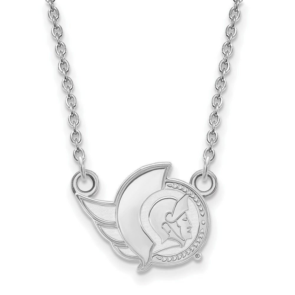Sterlingsilber Rhodiniert Nhl Logoart Ottawa Senators Klein Anhänger 18 Zoll Halskette