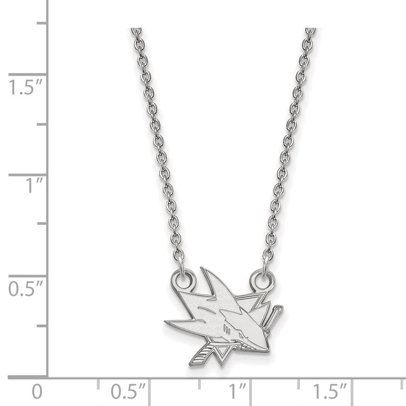 10K Weißgold Nhl Logoart San Jose Sharks Klein Anhänger 18 Zoll Halskette