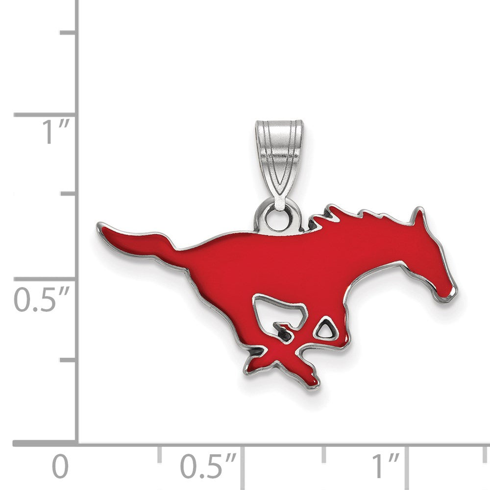 Sterlingsilber Rhodiniert Logoart Southern Methodist University Mustang Mittel Emailliert Anhänger