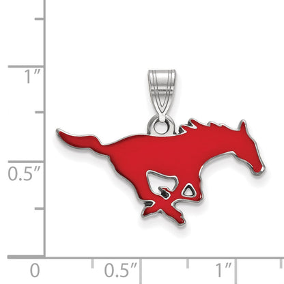 Sterlingsilber Rhodiniert Logoart Southern Methodist University Mustang Mittel Emailliert Anhänger