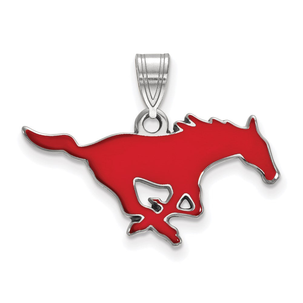 Sterlingsilber Rhodiniert Logoart Southern Methodist University Mustang Mittel Emailliert Anhänger