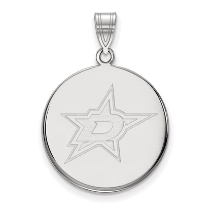 Sterlingsilber Rhodiniert Nhl Logoart Dallas Sterne Groß Plättchen Anhänger
