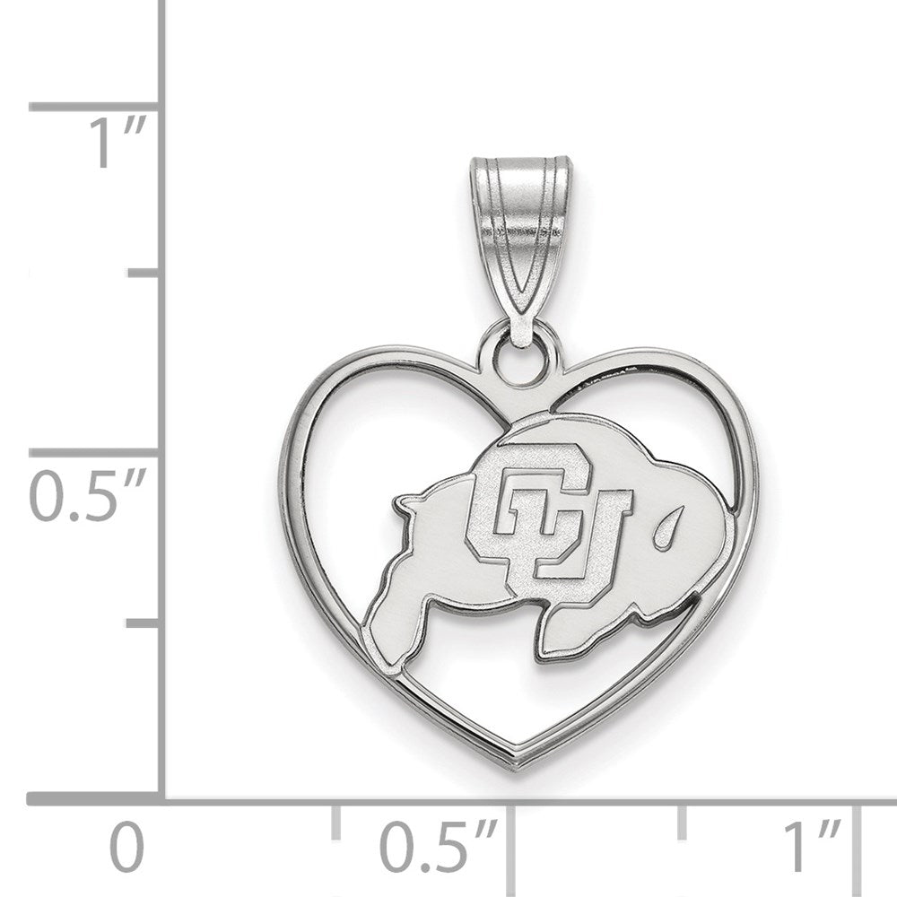 Sterlingsilber Rhodiniert Logoart University Of Colorado Buffalo Herz Anhänger