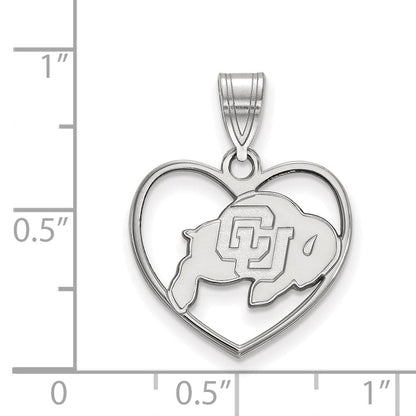 Sterlingsilber Rhodiniert Logoart University Of Colorado Buffalo Herz Anhänger