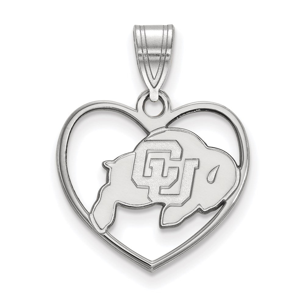 Sterlingsilber Rhodiniert Logoart University Of Colorado Buffalo Herz Anhänger