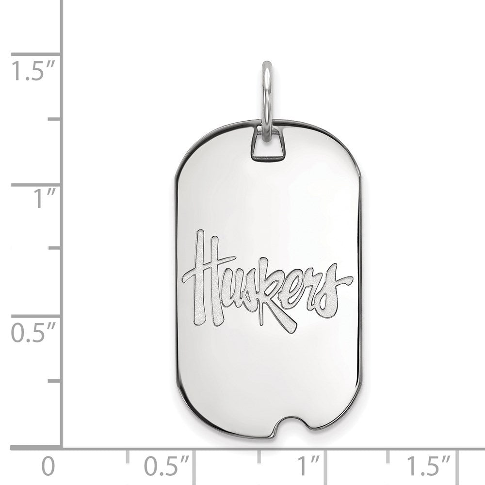Sterlingsilber Rhodiniert Logoart University Of Nebraska Huskers Klein Erkennungsmarke Anhänger