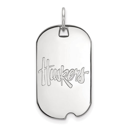 Sterlingsilber Rhodiniert Logoart University Of Nebraska Huskers Klein Erkennungsmarke Anhänger