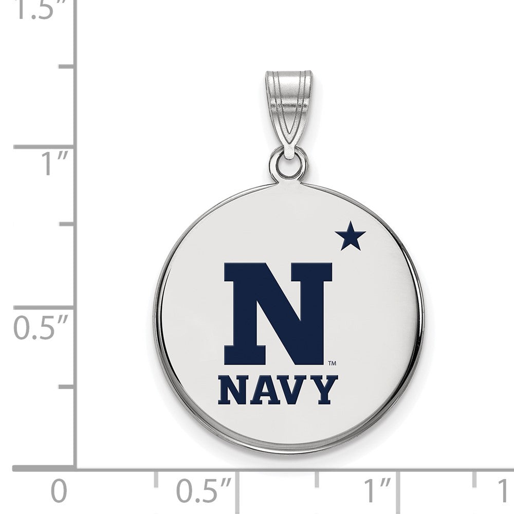Sterlingsilber Rhodiniert Logoart Us Naval Akademie Groß Emailliert Plättchen Anhänger