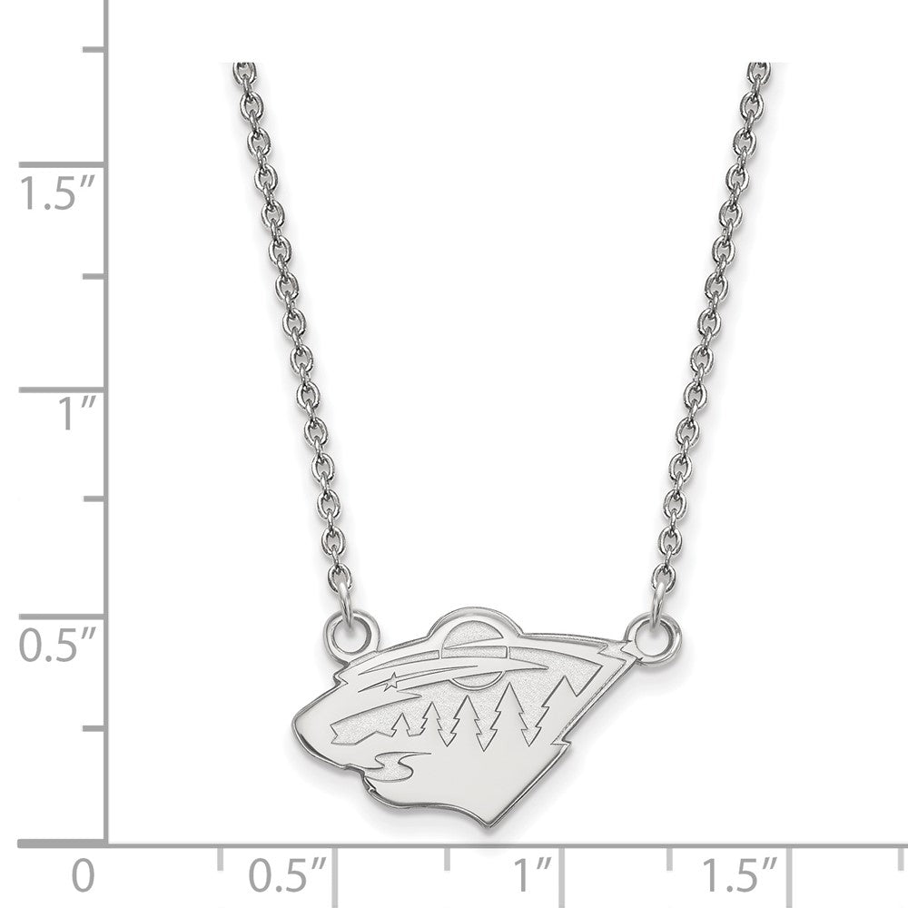 10K Weißgold Nhl Logoart Minnesota Wild Klein Anhänger 18 Zoll Halskette