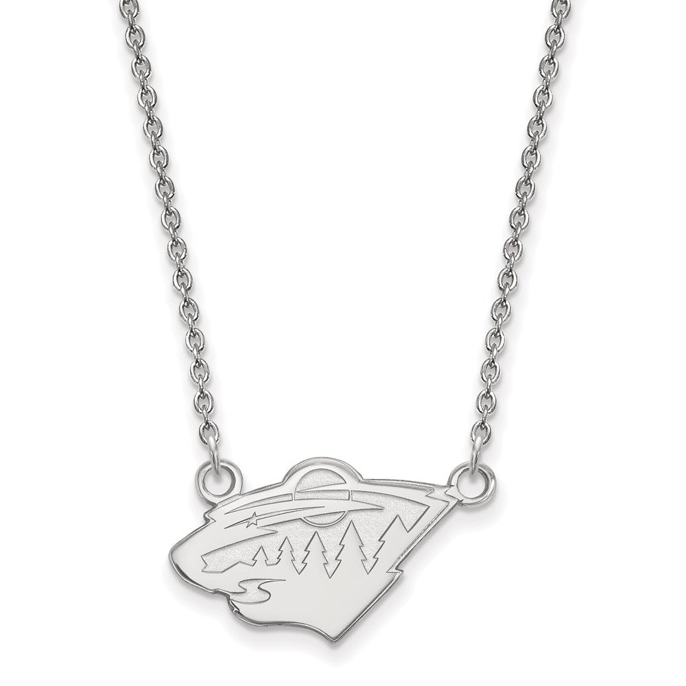 10K Weißgold Nhl Logoart Minnesota Wild Klein Anhänger 18 Zoll Halskette