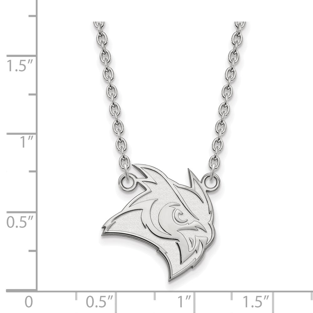 10K Weißgold Logoart Rice University Eule Groß Anhänger 18 Zoll Halskette