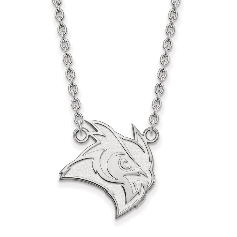 10K Weißgold Logoart Rice University Eule Groß Anhänger 18 Zoll Halskette