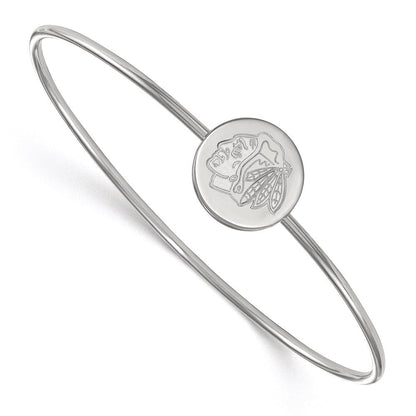 Sterlingsilber Rhodiniert Nhl Logoart Chicago Blackhawks Armreif Schieber auf