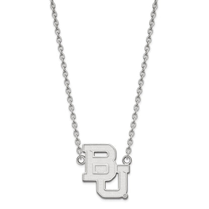 Sterlingsilber Rhodiniert Logoart Baylor University Bears Groß Anhänger 18 Zoll Halskette