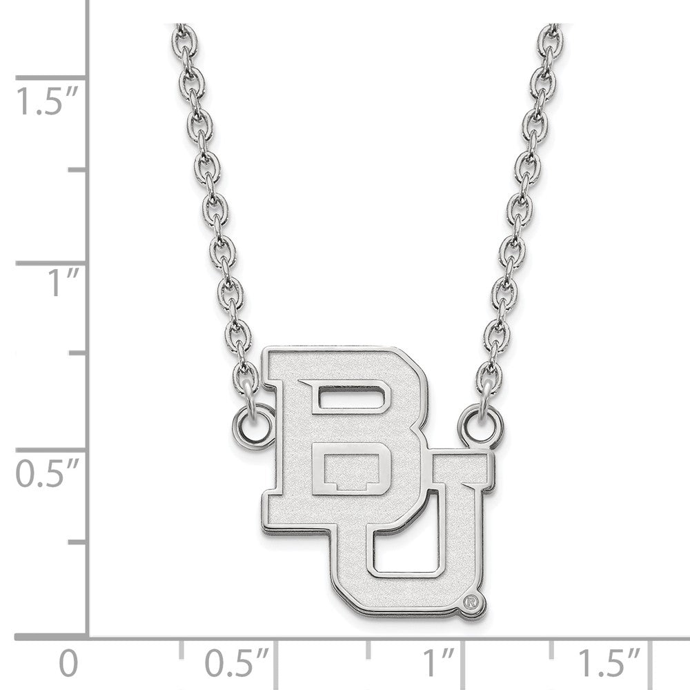 Sterlingsilber Rhodiniert Logoart Baylor University Bears Groß Anhänger 18 Zoll Halskette