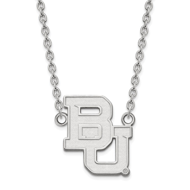 Sterlingsilber Rhodiniert Logoart Baylor University Bears Groß Anhänger 18 Zoll Halskette