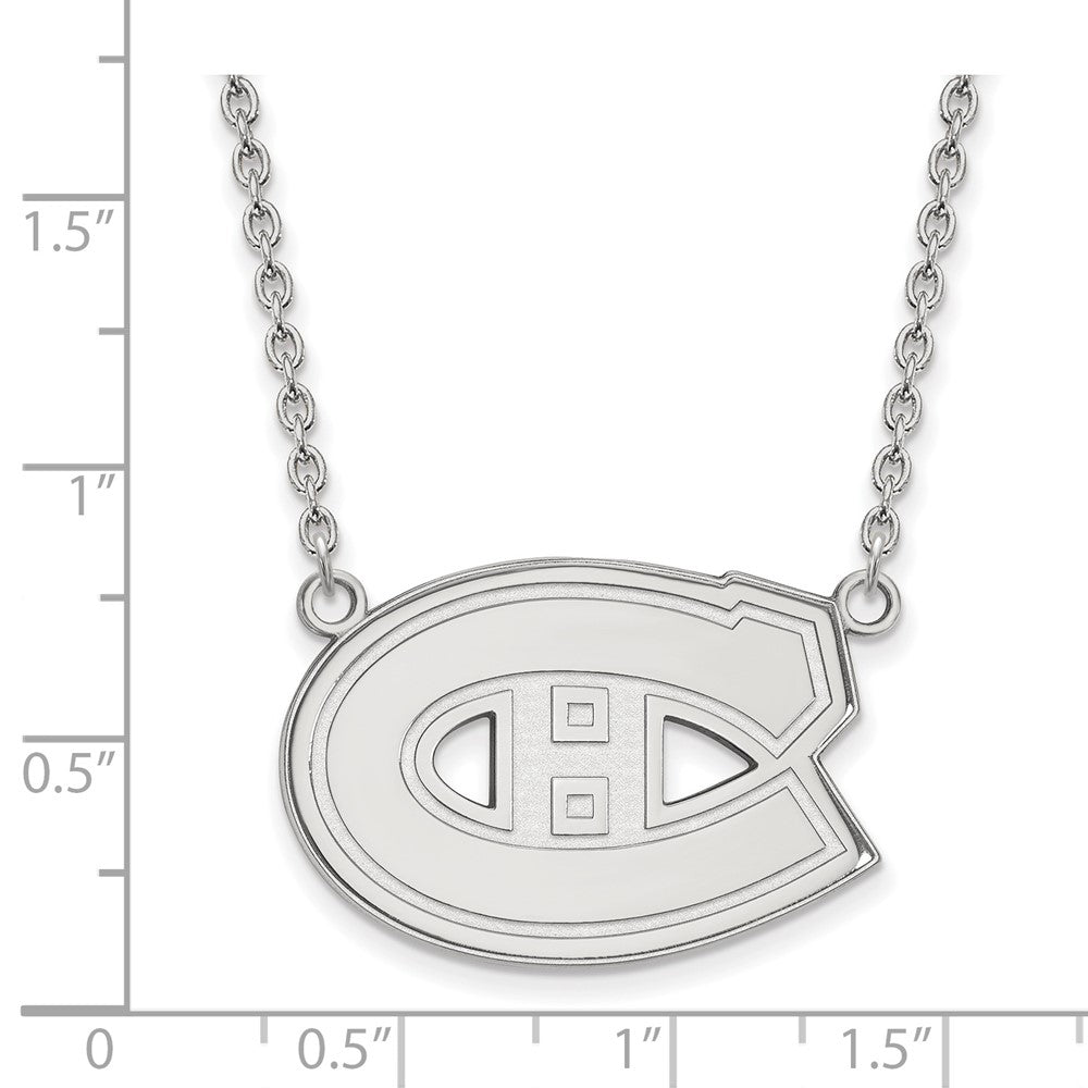 10K Weißgold Nhl Logoart Montreal Canadiens Groß Anhänger 18 Zoll Halskette