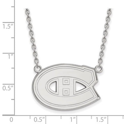 10K Weißgold Nhl Logoart Montreal Canadiens Groß Anhänger 18 Zoll Halskette