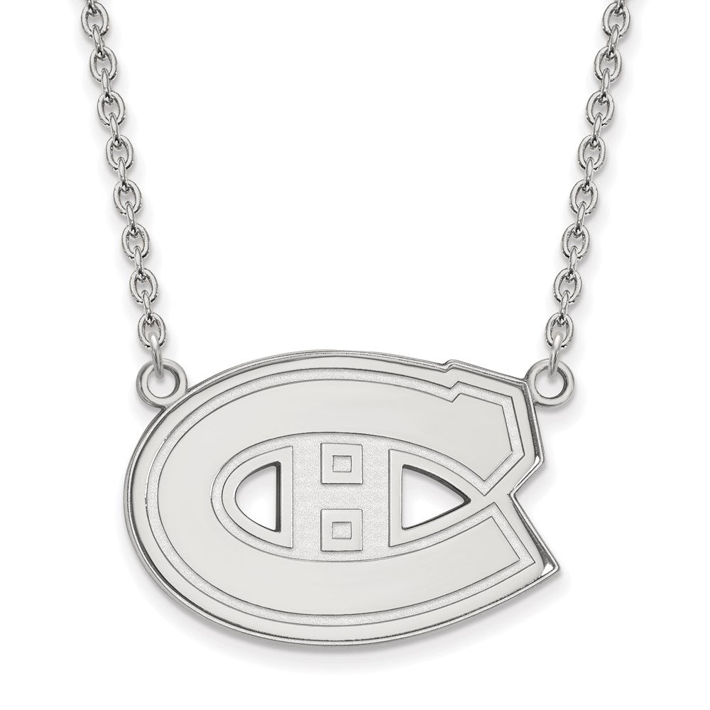10K Weißgold Nhl Logoart Montreal Canadiens Groß Anhänger 18 Zoll Halskette