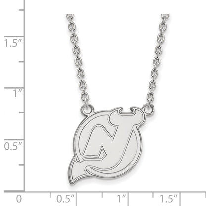 Sterlingsilber Rhodiniert Nhl Logoart New Trikot Devils Groß Anhänger 18 Zoll Halskette