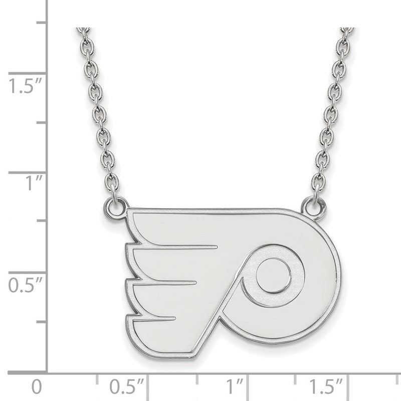 10K Weißgold Nhl Logoart Philadelphia Flyers Groß Anhänger 18 Zoll Halskette
