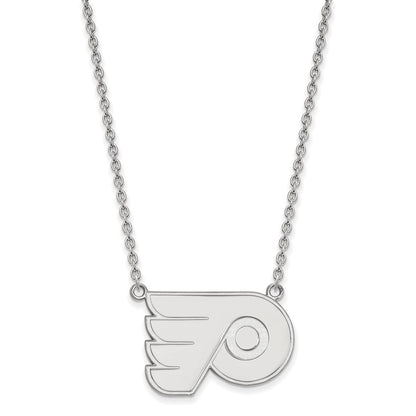 14K Weißgold Nhl Logoart Philadelphia Flyers Groß Anhänger 18 Zoll Halskette