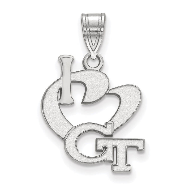 Sterlingsilber Rhodiniert Logoart Georgia Institut Of Technologie Groß I Herz G T Anhänger