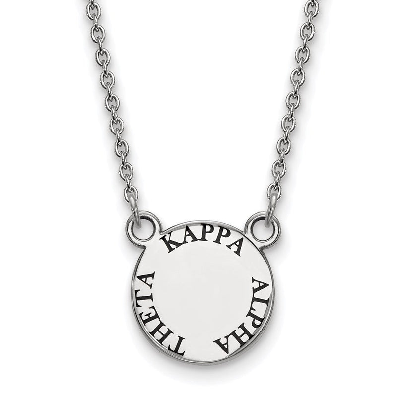 Sterlingsilber Rhodiniert Logoart Kappa Alpha Theta Sorority Text Klein Farbe Emaille Anhänger 18 Zoll Halskette