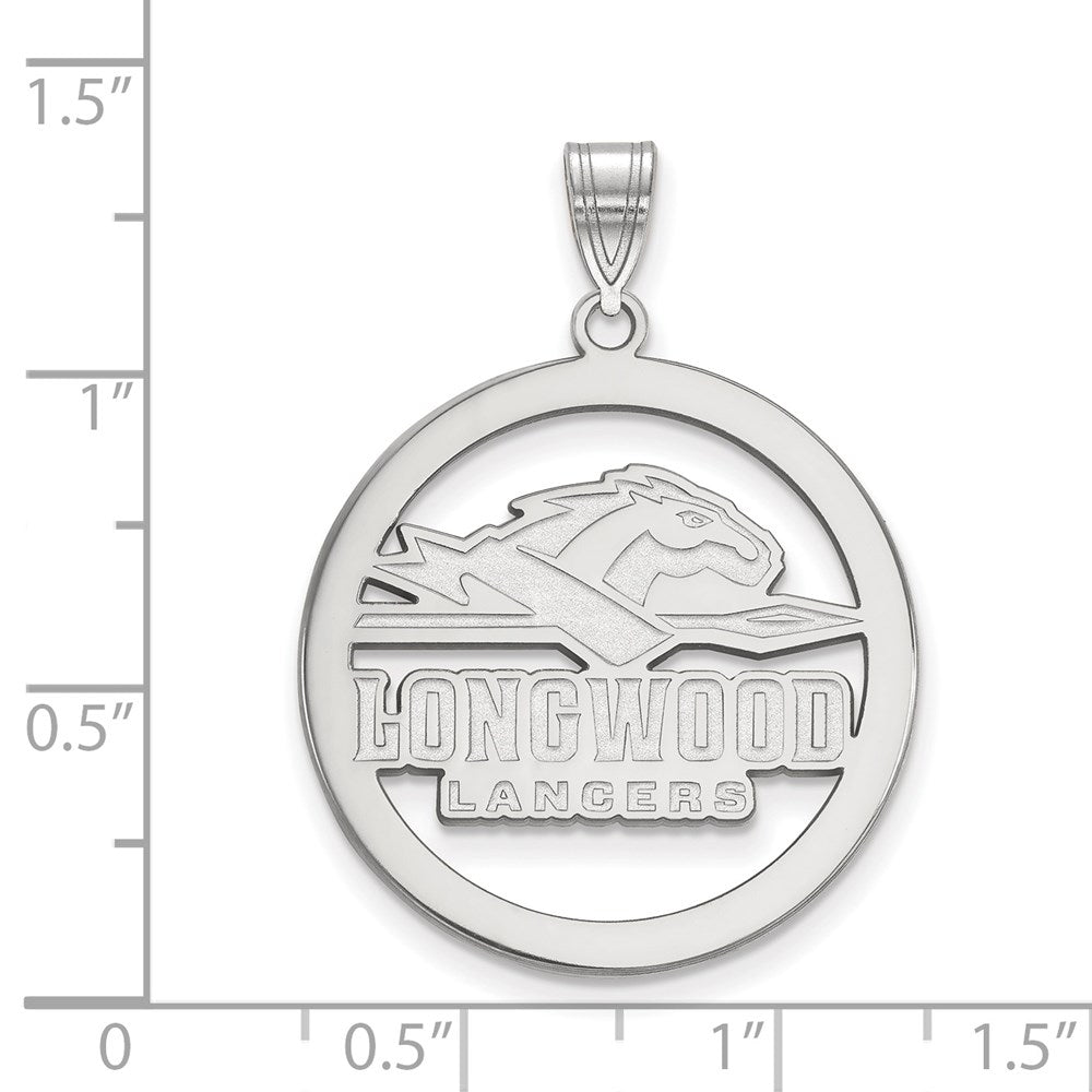 Sterlingsilber Rhodiniert Logoart Longwood University Lancers Groß Kreis Anhänger