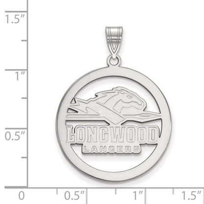 Sterlingsilber Rhodiniert Logoart Longwood University Lancers Groß Kreis Anhänger