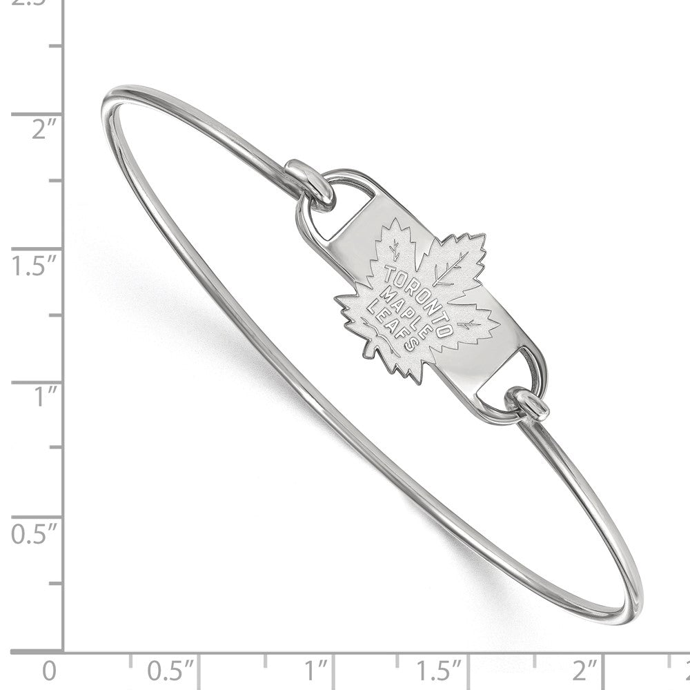 Sterlingsilber Rhodiniert Nhl Logoart Toronto Maple Leafs Klein Mittig 7 Zoll Draht Armreif