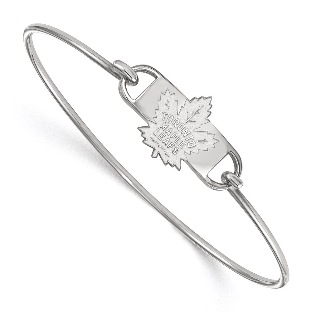 Sterlingsilber Rhodiniert Nhl Logoart Toronto Maple Leafs Klein Mittig 7 Zoll Draht Armreif